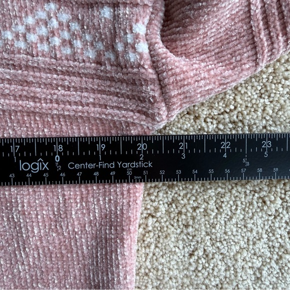Christian Siriano Chenille Sweater Women M Pink Fair Isle Mock Neck Pullover - Picture 6 of 8